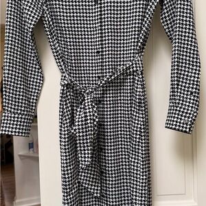 Ralph Lauren Black and White Houndstooth Midi Dress